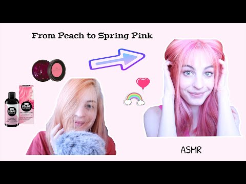 ASMR Pink Hair transformation, dying and cutting bangs for fun ✂️ soft spoken and whispers