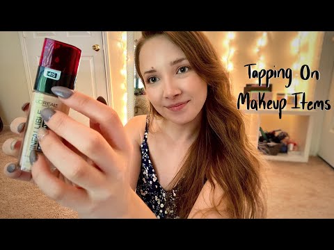 ASMR Tapping On Makeup + Whisper Ramble About Life 🌸 🌞