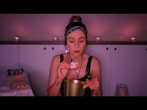 ASMR Spiritual Cleansing 🔮💜💕 (crystals and herbs, soft spoken, meditative background music)