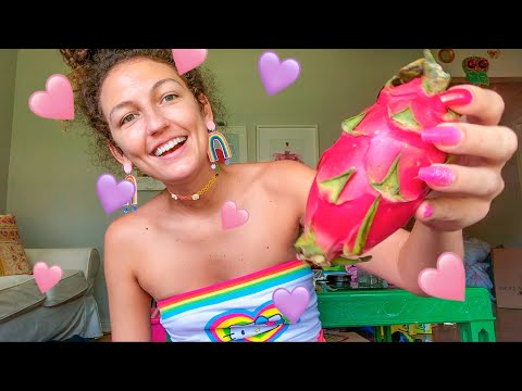 🍍🍑🍉  ASMR~ my GROCERY haul! (GUM chewing, tapping & crinkles galore) 🍑🍉🍍