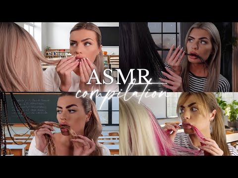 1.5 hour ASMR Compilation - girl whos OBSESSED with you eats your hair 👄(roleplay)