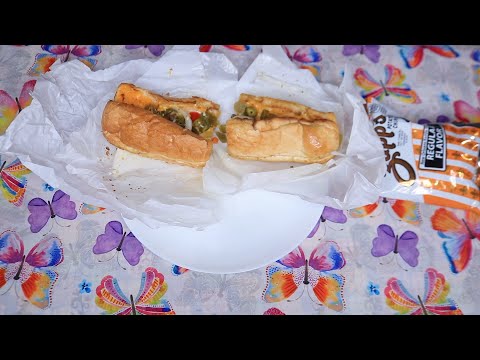 GRILL HOT PEPPER CHEESE SUB ASMR EATING SOUNDS