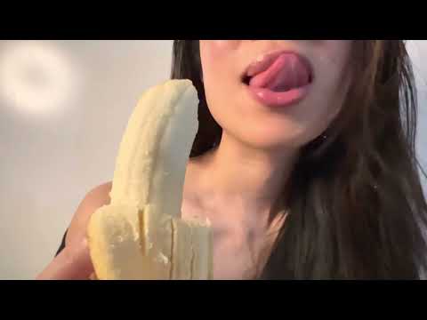 ASMR Licking and eating banana | mouth sounds (no talking)
