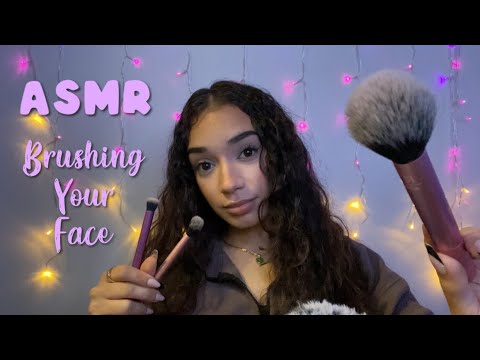 ASMR // Brushing Your Face “Relax” “Go to Sleep” (visual triggers, positive affirmations, whispers)
