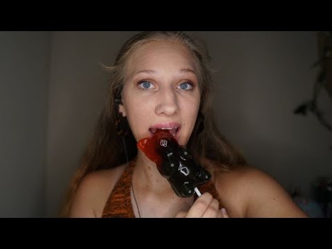 ASMR Big Gummy Bear Eating (Mouth sounds)