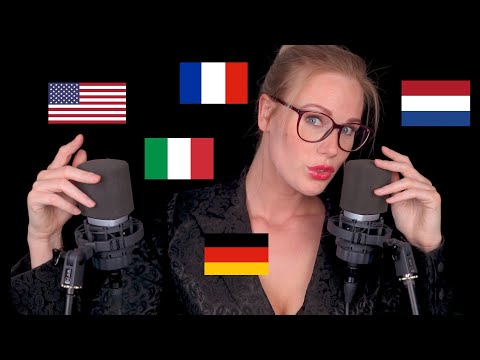 ASMR trigger words in different lanuages [ close-up whispers in your ears ]