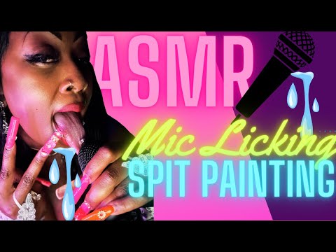 ASMR  Red Lips Messy Juicy Spit Painting Licking Mic  Mouth Sounds | Thanking 1000 Subscribers