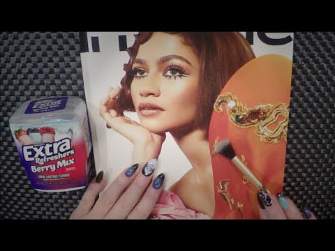 ASMR Gum Chewing Magazine Flip Through | ZENDAYA | Tingly Whisper