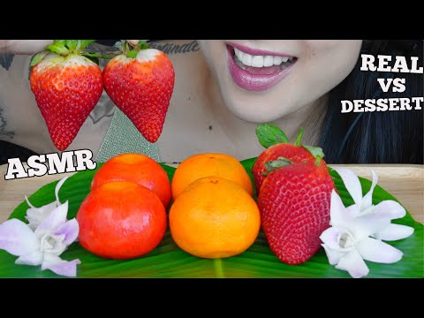 ASMR REAL FRUITS VS. DESSERT (FAKE) FRUITS (RELAXING EATING SOUNDS) SOFT WHISPER | SAS-ASMR