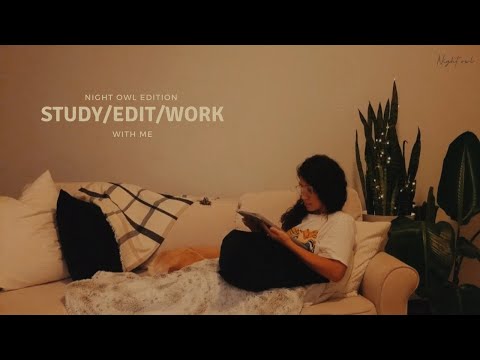 Study/work/edit with me | ASMR AMBIANCE | layered sounds fire place 🦉🌙🌃 night owl edition