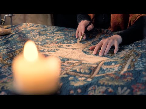 Historical Tapestries Show & Tell #3 | ASMR Cozy Basics (quiet tracing / brushing, soft spoken)