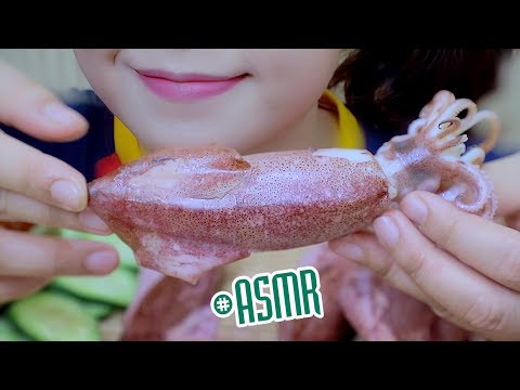 ASMR Mukbang steamed squid with ginger, chewy gulping eating sounds,bj,+食べる,咀嚼音,먹방 이팅 | LINH-ASMR
