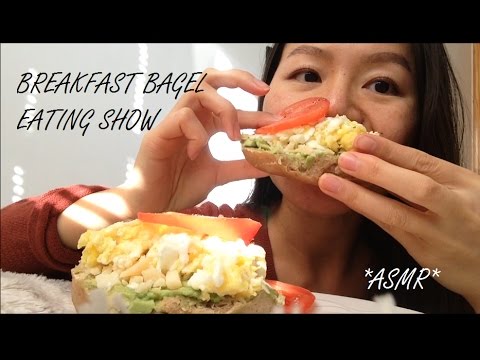 ASMR EATING SHOW : BREAKFAST BAGEL SANDWICH