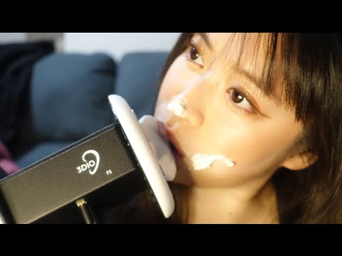 【ASMR】Ear Eating With Whipped Cream