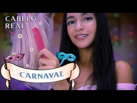 ASMR Te Arrumando pro Carnaval 🎭 Amiga Faz Penteado no Cabelo, Maquiagem e Roupa (SHEIN) | ASMR BR