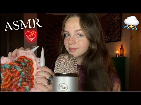 Doing ASMR During a Thunderstorm (Knitting, Tapping, Reading)