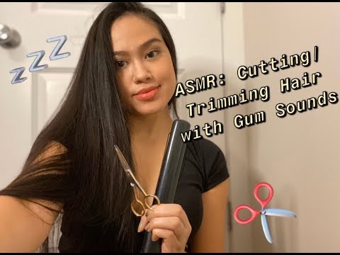 ASMR: Hair Cutting, Straightening, and Brushing (with Gum Chewing/Snapping)