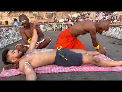 $2 Street Body Massage @ Holy City Varanasi | Street Barber Chamunda Brothers | Asmr Yogi