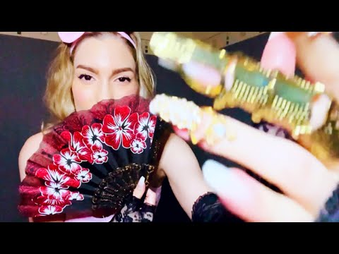 ASMR | LACE GLOVES | SCRATCHING | TAPPING | PROP🖤❤️ LEARN NEW FRENCH WORD✨