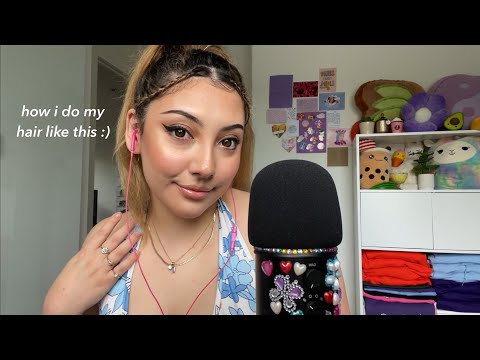 ASMR doing my hair 💞 ~get ready with me + styling my hair~ | Whispered