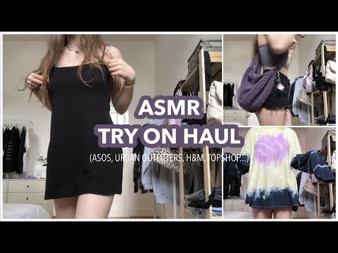 ASMR entspannter try on haul 💤🛍~ asos, urban outfitters, h&m, topshop... | fabric scratching