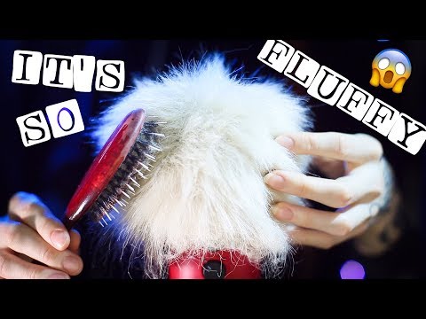 😍 ASMR - SUPER FLUFFY MIC 😍 touching & brushing my new fluffy Yeti mic cover with different brushes