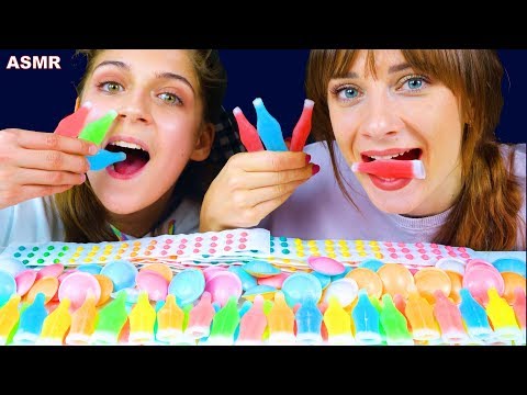 ASMR CANDY BUTTONS, NIK L NIPS WAX BOTTLES and UFO WAFERS CANDY Eating Sound Lilibu
