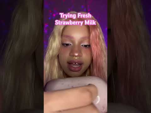 Trying Fresh Strawberry Milk  #asmr