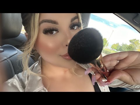 ASMR doing your make-up in the car 👀💋 [up close personal attention]