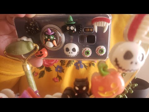 ASMR Rolling Jade Roller Over Camera / Textured Phone Case, Slow Rolling, ( Halloween ) - No Talking