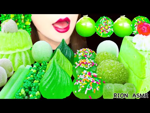 【ASMR】GREEN DESSERTS💚 FROZEN MUSCAT JELLY,CANDIED MUSCAT,CHEESECAKE MUKBANG 먹방 EATING SOUNDS