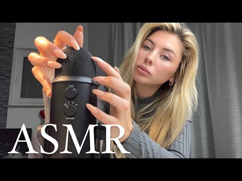 ASMR | Nail tapping & cleaning my Mic with a BRUSH | Asking you 5 QUESTIONS (whispering) 📝 [German]