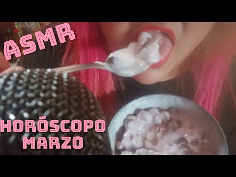 ASMR-Comiendo yogurt con cereal 😋 Mientras te leo el Horóscopo de marz🧿♑/Eating Sounds