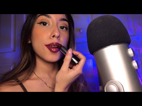 ASMR Lipstick Try on (Mouth Sounds/ Kisses)
