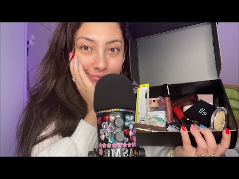 ASMR Unboxing A Cosmetic Mystery Box! 💜 ~Makeup triggers, tapping, scratching~ | Whispered