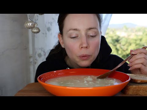 ASMR Whisper Eating Sounds | Cauliflower Soup and Bread | Mukbang 먹방