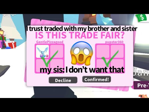Adopt Me Trust Trading 🦩🦩🦩🦩🦩 with my sister 👧🏻 and little brother 👦🏼 sooo funny