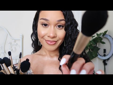 ASMR Big Sister Does Your Makeup Roleplay 💜 Closeup Personal Attention (Tapping,Whispers..)