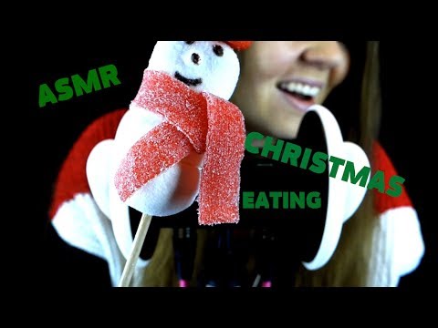 ASMR  CHRISTMAS EATING I Snowman Marshmallow I