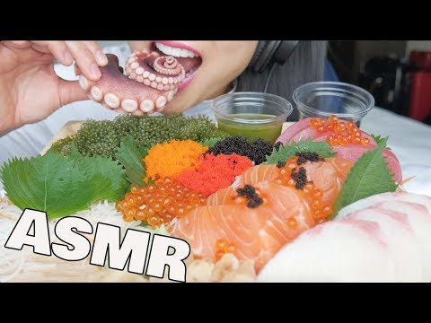 ASMR *BEST SUSHI PLATTER (Salmon Hamachi Octopus Seagrapes) EATING SOUNDS NO TALKING | SAS-ASMR