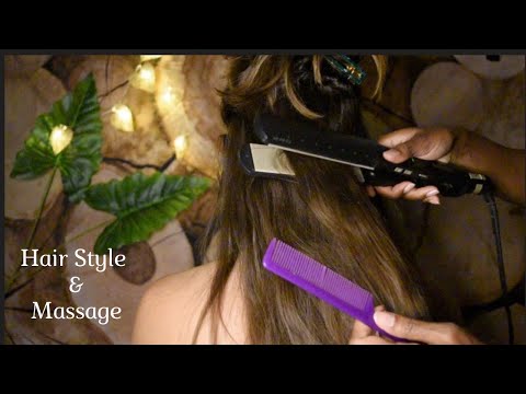 ASMR Hair Style 💆Scalp Check, Massage and hair straightener (Real person)