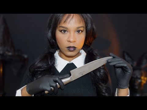 Wednesday Addams ASMR Pampering - Scalp Massage, Hair Brushing, Hair cut + Jamaican Accent