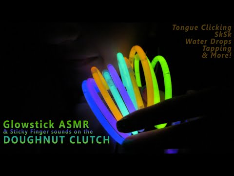 Glowstick ASMR. Binaural Whisper, Tapping & Sticky Fingers on Doughnut Clutch! Tongue Clicking