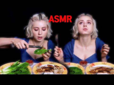 ASMR | Woman who eats pork belly.  Samgyeopsal eating show