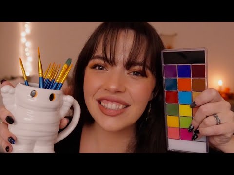ASMR Facepainting You For a Halloween Party 🎃🕸🦇(pick & choose, close personal attention, makeup)