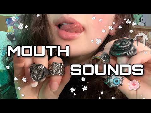 asmr. Lip Licking Mouth Sounds! + Showing You Rings ( close up, beeswax tapping )