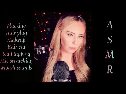 ASMR ✨Tingly stress plucking, hair play, hair cut, makeup, tapping, mouth sounds & more ✨😌💓