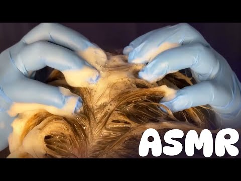 ASMR Hair Foam & Many Different Tingling Triggers In Blue Latex Gloves. Soothing & Relaxing Sounds