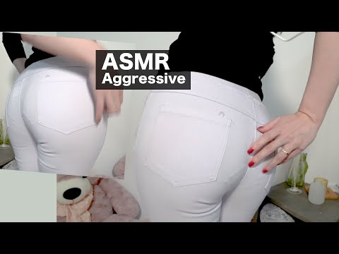 ASMR | Aggressive White jeans Scratching  スキニーデニムでスクラッチング【お尻のナイトルーティン】
