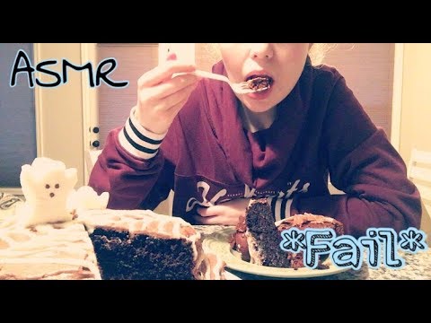 ASMR // *Fail* Creamy Chocolate Cake // Eating Sounds